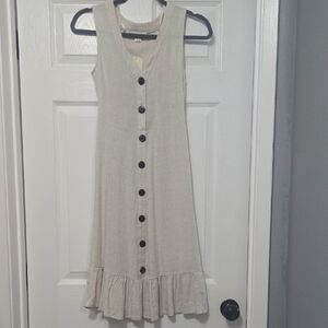 Oatmeal Fitted Linen Dress